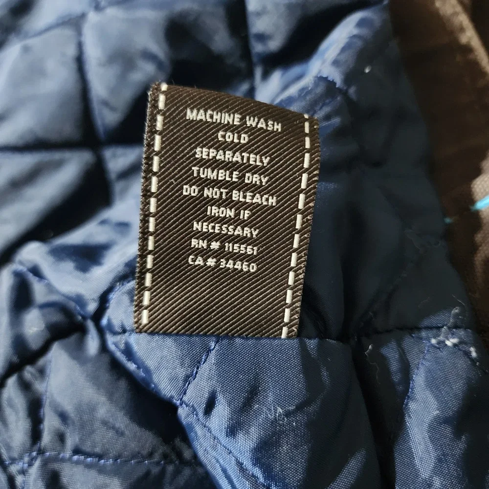 7 For All Mankind Canvas Jacket Mens L Brown Quilted Lining Full Zip Moto Wester